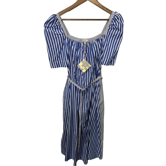 PFERGARTEN BLUE WHITE FOLK STRIPE PEASANT STYLE DRESS - Picture 3 of 13